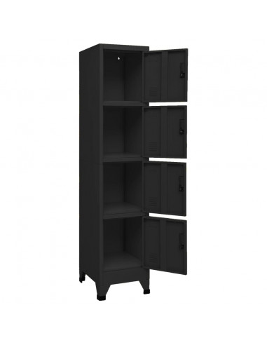 Armadietto con Serratura Nero 38x45x180 cm in Acciaio