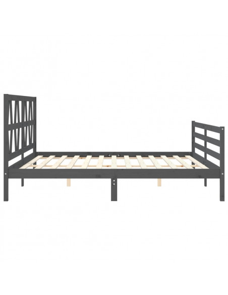 Giroletto con Testiera Grigio 200x200 cm in Legno Massello