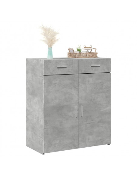 Credenza Grigio Cemento 80x42,5x93 cm in Legno Multistrato