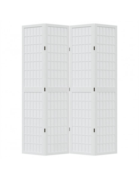 Divisorio Ambienti 4Pannelli Bianco Legno Massello di Paulownia