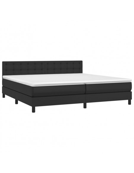Giroletto a Molle con Materasso e LED Nero 200x200cm Similpelle