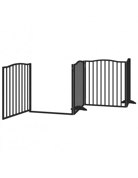 Cancello Cani Porta Pieghevole Nero 8 Pannelli 640 cm Pioppo