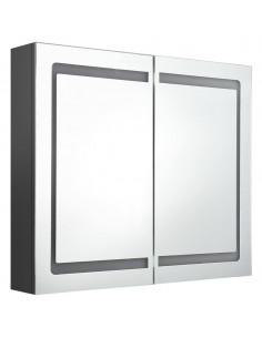 Armadietto Bagno con Specchio e LED Grigio 80x12x68 cm 2