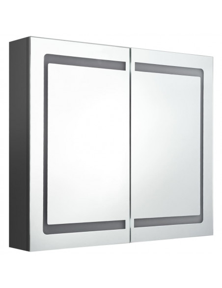 Armadietto Bagno con Specchio e LED Grigio 80x12x68 cm