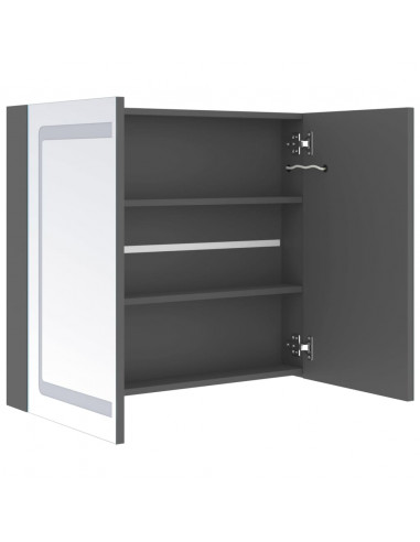 Armadietto Bagno con Specchio e LED Grigio 80x12x68 cm