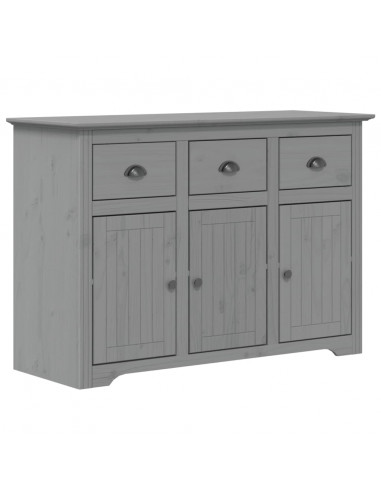 Credenza BODO 115,5x43x200,5 cm Legno Massello di Pino Grigio