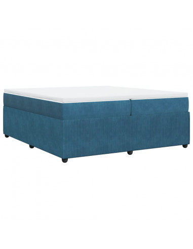 Giroletto a Molle con Materasso Blu Scuro 200x200 cm in Velluto