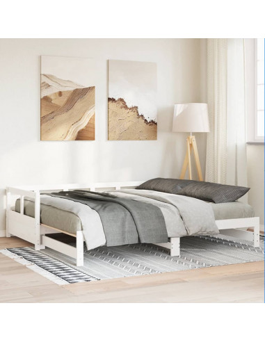 Dormeuse senza Materasso Bianca 90x200 cm Legno Massello Pino