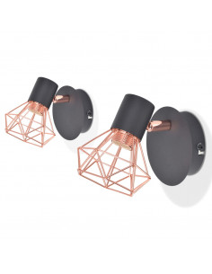 Applique 2 pz E14 Nero e Rame 2