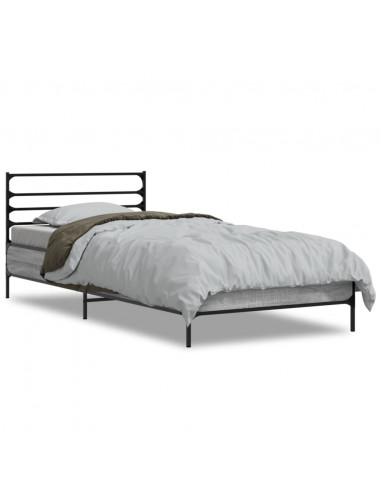 Giroletto Grigio Sonoma 90x190cm in Legno Multistrato e Metallo