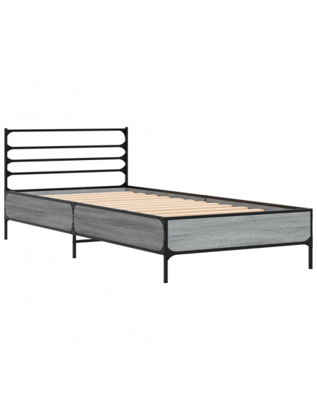 Giroletto Grigio Sonoma 90x190cm in Legno Multistrato e Metallo