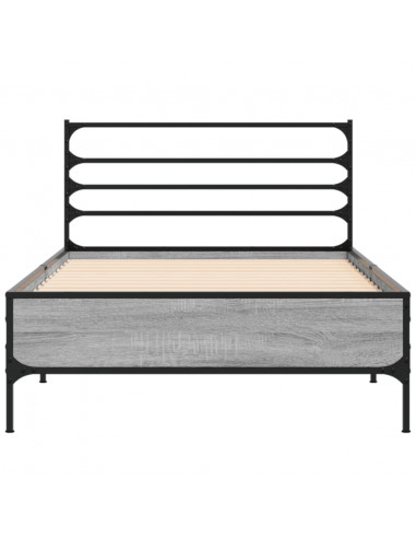 Giroletto Grigio Sonoma 90x190cm in Legno Multistrato e Metallo