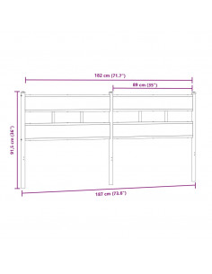 Testiera di Ricambio Rovere Sonoma 180 cm in Ferro e Legno Multistrato