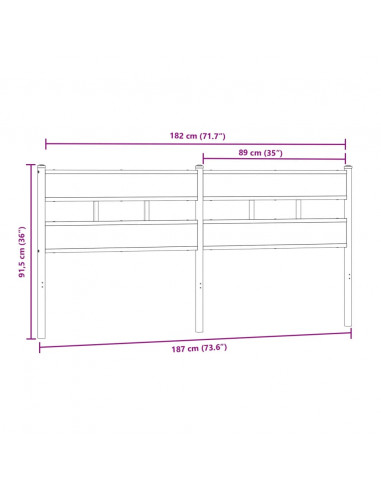 Testiera di Ricambio Rovere Sonoma 180 cm in Ferro e Legno Multistrato