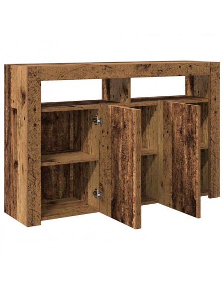 Credenza con Luci LED Legno Antico 115,5x30x75 cm in Truciolato
