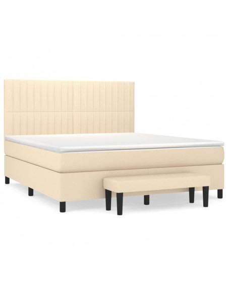 Giroletto a Molle con Materasso Crema 180x200 cm in Tessuto