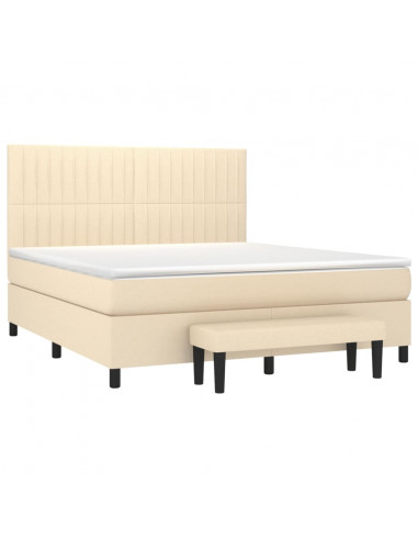 Giroletto a Molle con Materasso Crema 180x200 cm in Tessuto