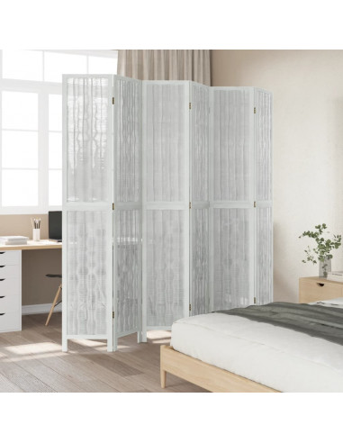 Divisorio Ambienti 6Pannelli Bianco Legno Massello di Paulownia