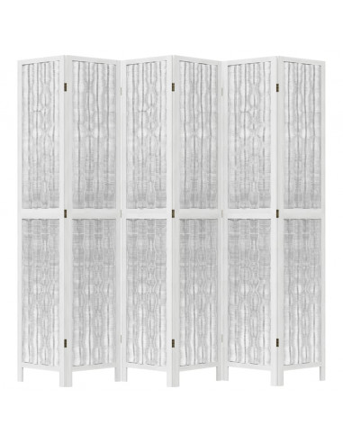 Divisorio Ambienti 6Pannelli Bianco Legno Massello di Paulownia