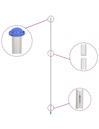 Asta e Bandiera Europa 6,23 m Alluminio