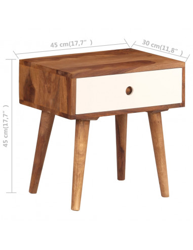 Comodino in Legno Massello di Sheesham 45x30x45 cm