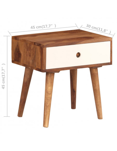 Comodino in Legno Massello di Sheesham 45x30x45 cm