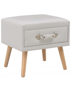 Comodino Bianco 40x35x40 cm in Similpelle 2