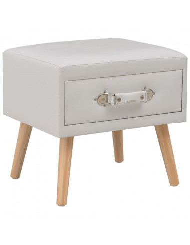 Comodino Bianco 40x35x40 cm in Similpelle