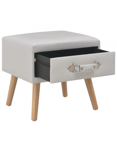 Comodino Bianco 40x35x40 cm in Similpelle
