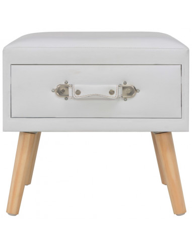 Comodino Bianco 40x35x40 cm in Similpelle