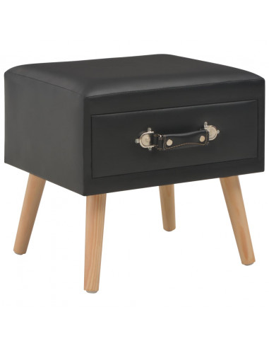Comodino Nero 40x35x40 cm in Similpelle