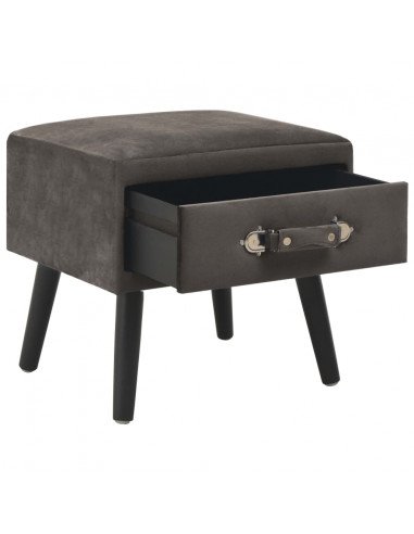 Comodino Grigio 40x35x40 cm in Velluto