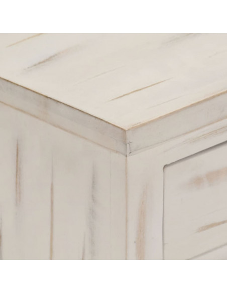 Comodino Bianco 40x30x50 cm in Legno Massello di Mango