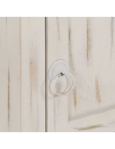 Comodino Bianco 40x30x50 cm in Legno Massello di Mango