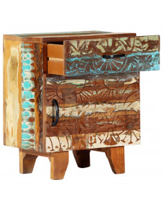 Comodino Intagliato a Mano 40x30x50 cm in Massello di Recupero 2