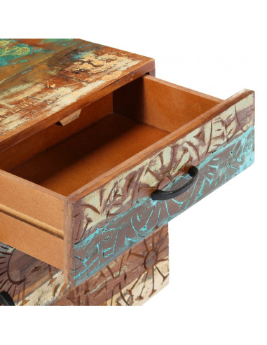 Comodino Intagliato a Mano 40x30x50 cm in Massello di Recupero