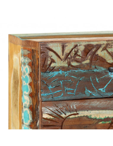 Comodino Intagliato a Mano 40x30x50 cm in Massello di Recupero