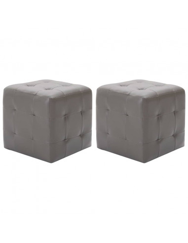 Comodini 2 pz Grigio 30x30x30 cm in Similpelle