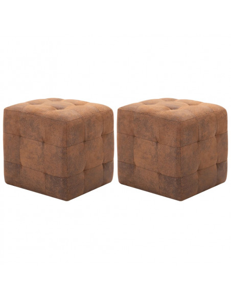 Comodini 2 pz Marrone 30x30x30 cm in Similpelle Scamosciata