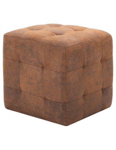 Comodini 2 pz Marrone 30x30x30 cm in Similpelle Scamosciata
