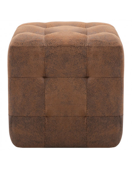 Comodini 2 pz Marrone 30x30x30 cm in Similpelle Scamosciata