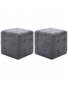 Comodini 2 pz Grigio 30x30x30 cm in Similpelle Scamosciata 2