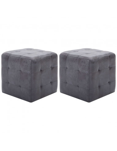Comodini 2 pz Grigio 30x30x30 cm in Similpelle Scamosciata
