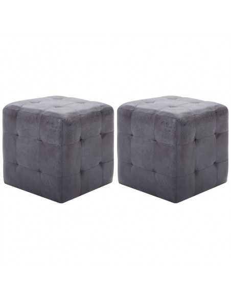 Comodini 2 pz Grigio 30x30x30 cm in Similpelle Scamosciata