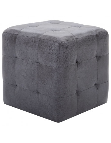Comodini 2 pz Grigio 30x30x30 cm in Similpelle Scamosciata