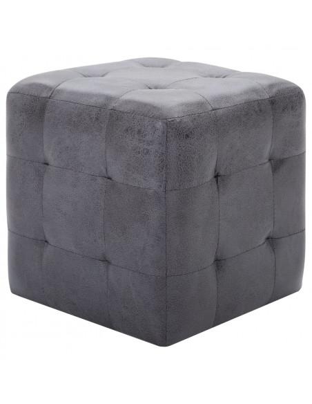 Comodini 2 pz Grigio 30x30x30 cm in Similpelle Scamosciata