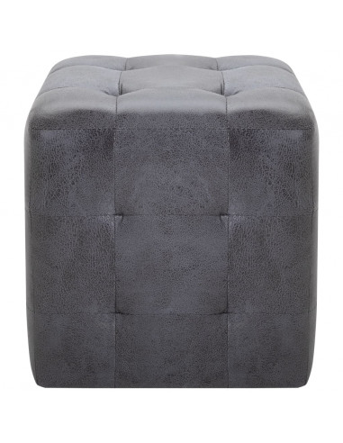 Comodini 2 pz Grigio 30x30x30 cm in Similpelle Scamosciata