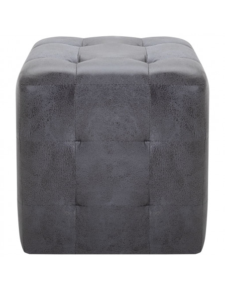 Comodini 2 pz Grigio 30x30x30 cm in Similpelle Scamosciata