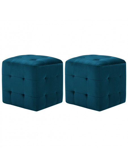 Comodini 2 pz Blu 30x30x30 cm in Tessuto Vellutato