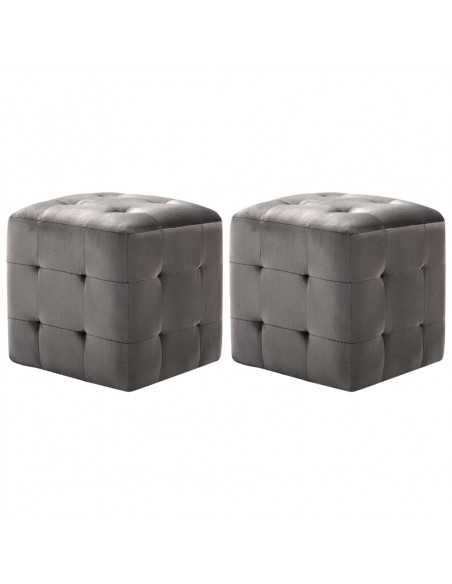 Comodini 2 pz Grigio 30x30x30 cm in Tessuto Vellutato